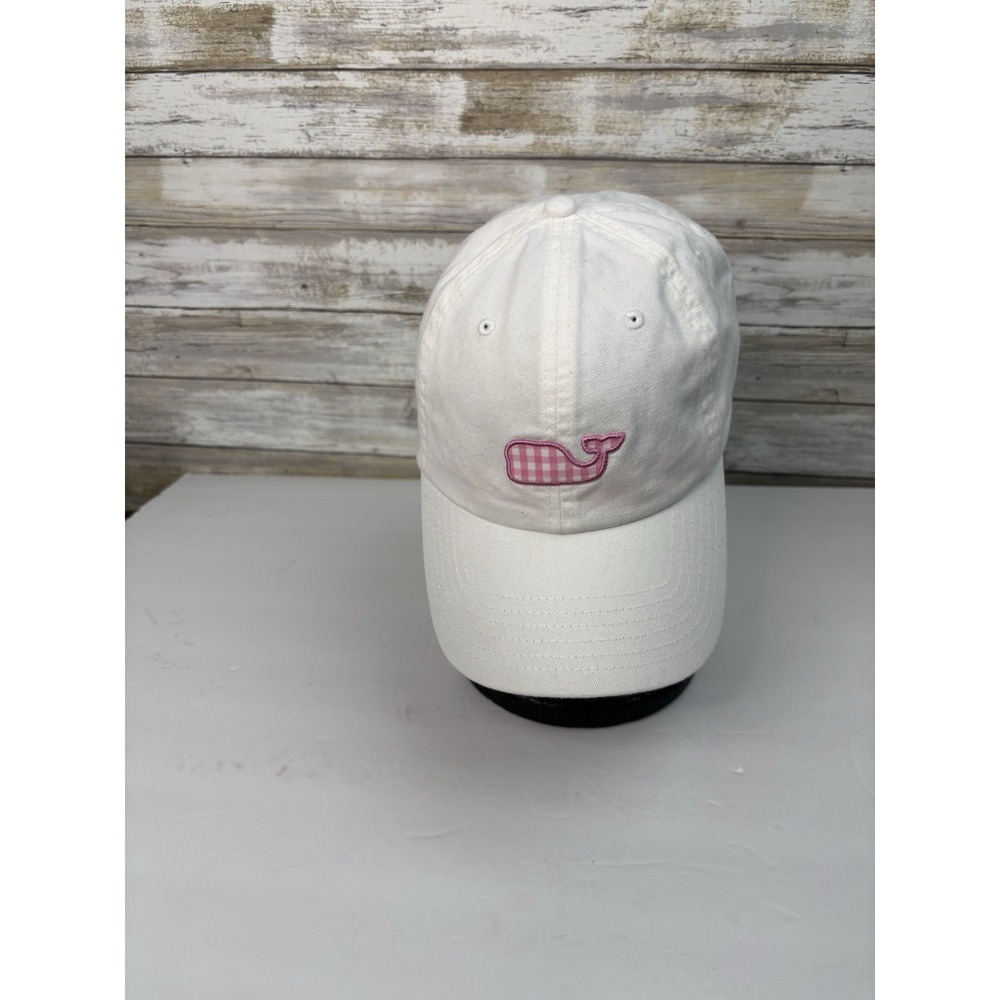 Vineyard Vines White Baseball Cap Hat Pink Whale Adjustable Strapback Adult